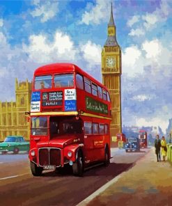 Red Bus In London City paint by numbers