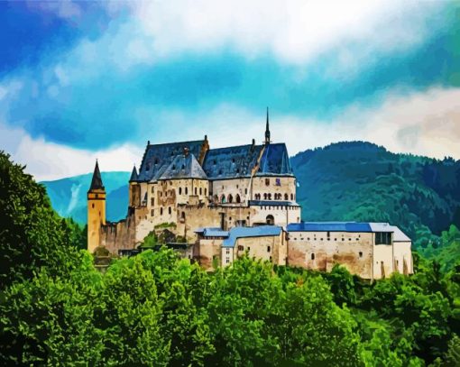 Aesthetic Castle In Vianden paint by numbers