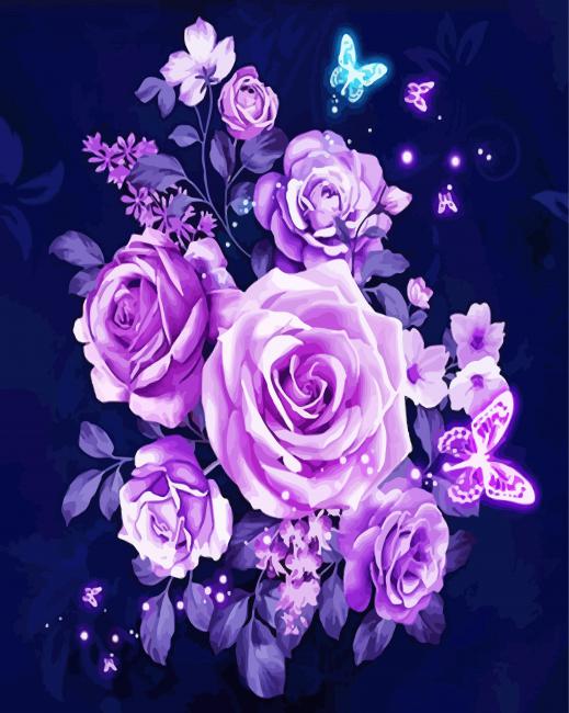 Magical Violet Roses paint by numbers