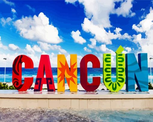 Cancun Beach Mexico paint by numbers