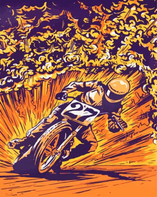 Motorcycle Race Art paint by numbers