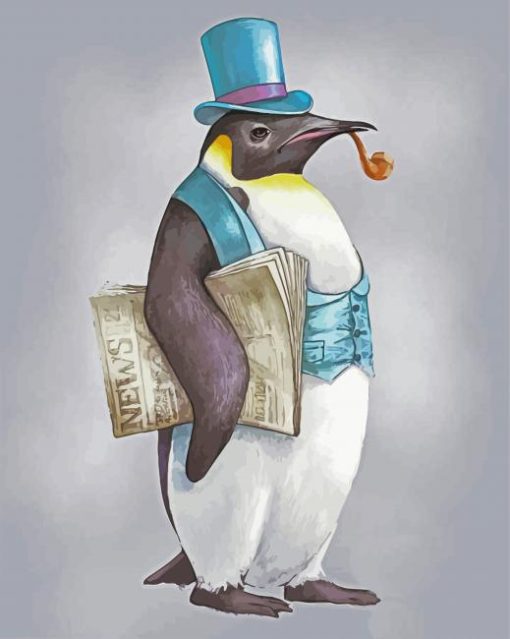 Mr Penguin With Newspapers paint by numbers