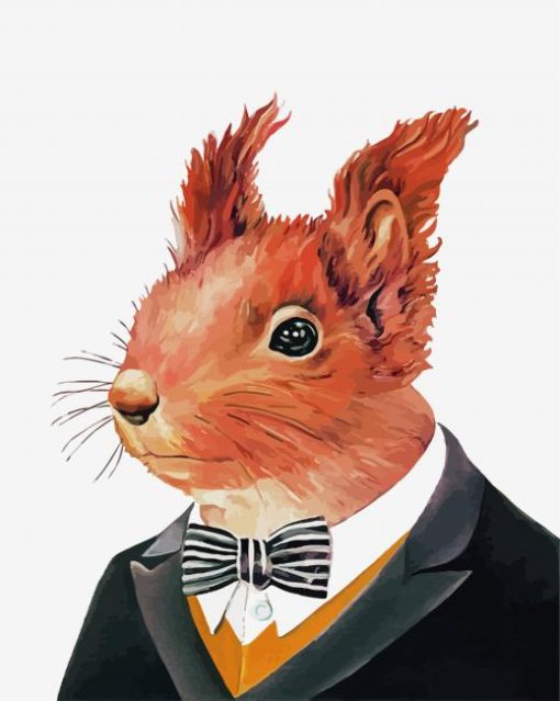 Mister Squirrel With Suit paint by numbers