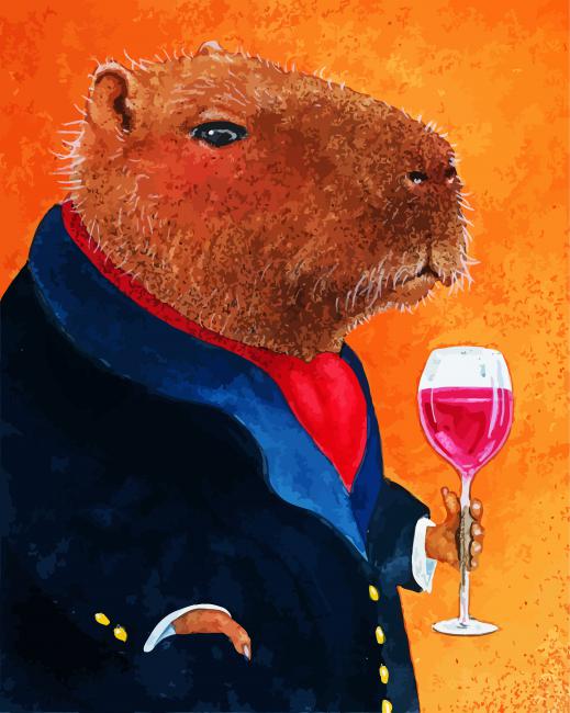 Mister Capybara Drinking paint by numbers