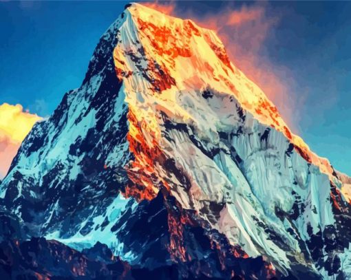 Everest Mountain At Sunset paint by numbers