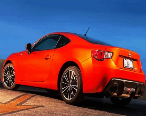 Aesthetic Orange Toyota Car paint by numbers