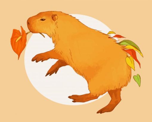 Orange Capybara Art paint by numbers