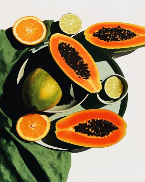 Papaya And Oranges Citrus paint by numbers