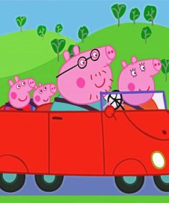 Peppa Family In Car paint by numbers