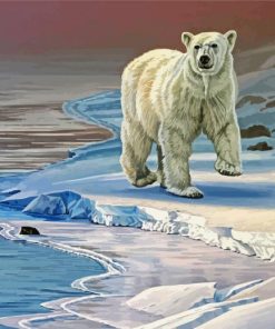 Polar Bear In Snow paint by numbers