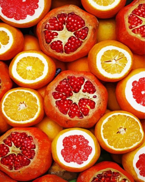 Pomegranates And Oranges Citrus paint by numbers