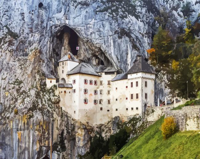 Aesthetic Predjama Castle paint by numbers