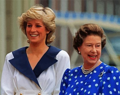 Queen Elizabeth And Princess Diana paint by numbers