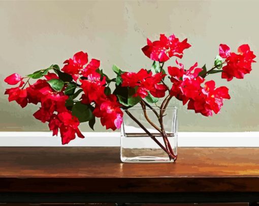 Red Bougainvillea In Glass paint by numbers