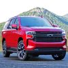 Luxury Red Chevrolet Tahoe paint by numbers