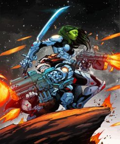 Rocket And Gamora paint by numbers