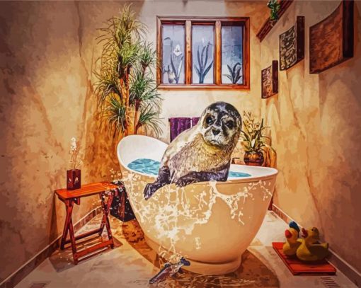 Seal Animal In Tub paint by numbers
