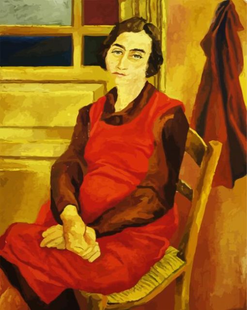 Seated Girl With Red Apron paint by numbers