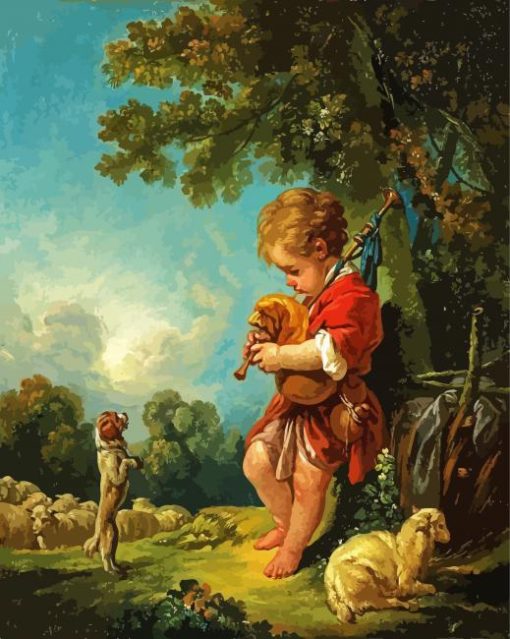 Shepherd Boy With Bagpipe paint by numbers