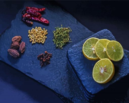 Spices Herbs And Lemons paint by numbers