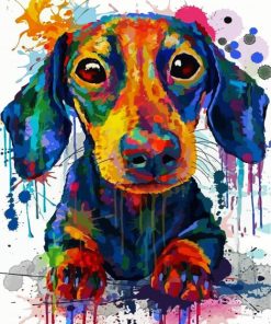Splatter Dachshund Dog paint by numbers