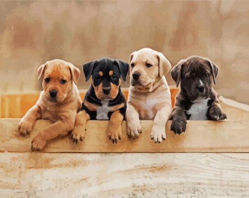 Staffordshire Bull Terrier Puppies paint by numbers