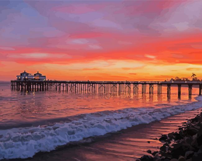 Sunset At Malibu Pier paint by numbers