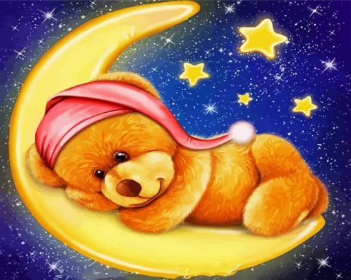 Teddy Bear On Moon paint by numbers