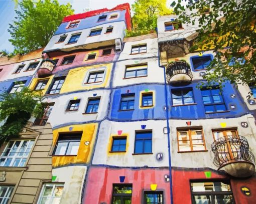 Facade Of Hundertwasser House paint by numbers