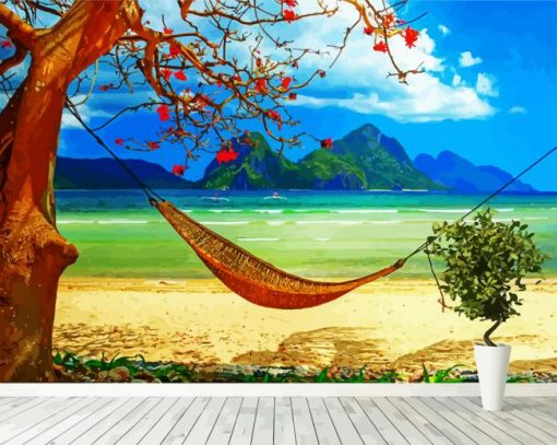 Tropical Beach Hammock paint by numbers