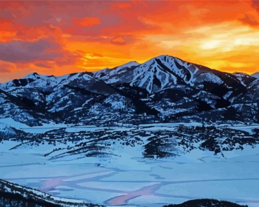 Utah Mountains At Sunset paint by numbers