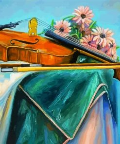 Violin And Flowers paint by numbers