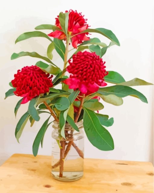 Waratah Plants In Glass paint by numbers