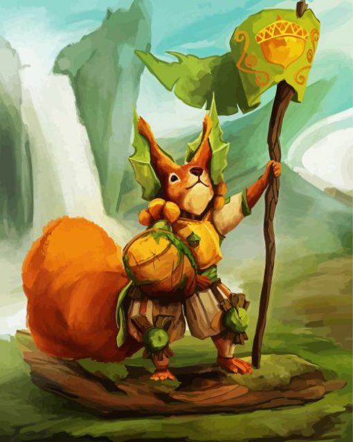 Warrior Squirrel paint by numbers