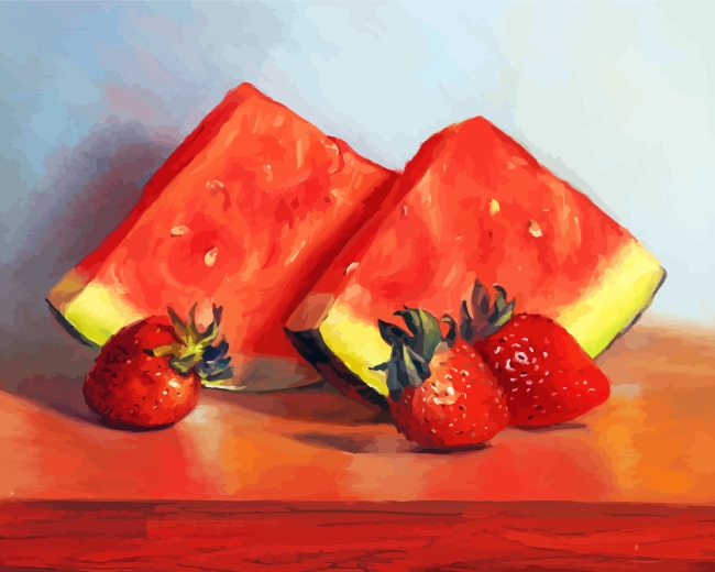 Strawberries And Watermelons paint by numbers