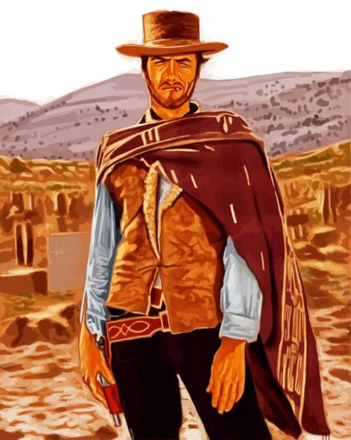 Clint Eastwood With Gun paint by numbers