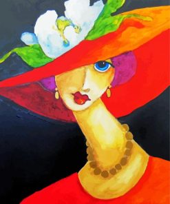 Woman With Sunhat Art paint by numbers
