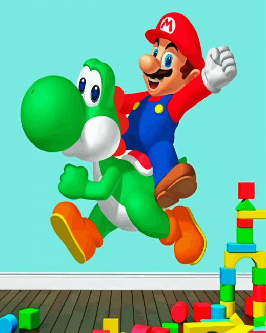 Yoshi And Mario paint by numbers