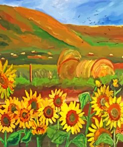 Abstract Field Sunflowers paint by numbers