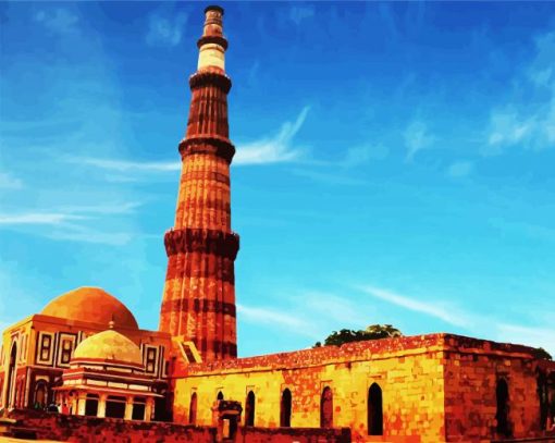 Qutab Minar Mosque paint by numbers