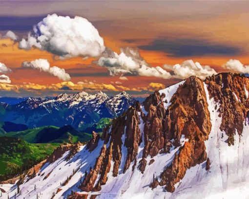 Aesthetics Utah Snowy Mountains paint by numbers