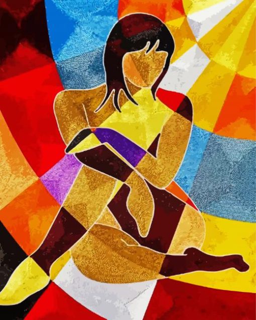 Abstract Cubism African Woman paint by numbers