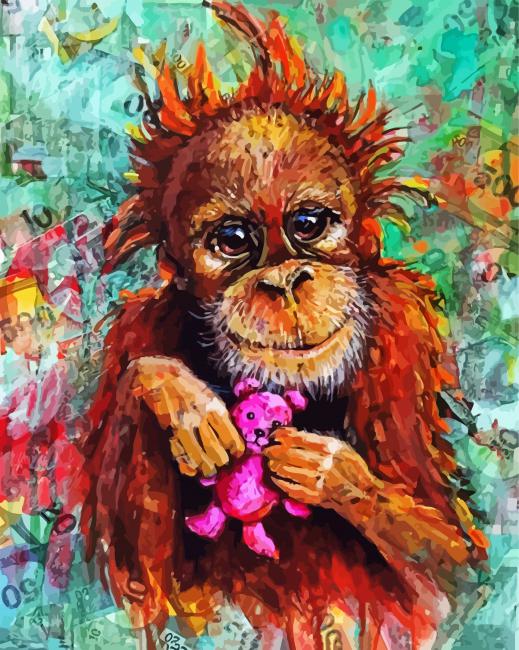 Aesthetic Baby Orangutan paint by numbers