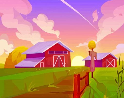 Aesthetic Barns paint by numbers