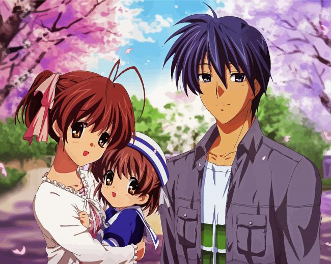 Clannad Family Anime paint by numbers