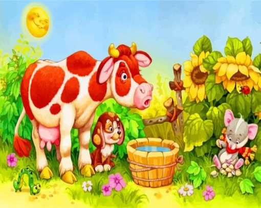 Cow And Dog Animals paint by numbers