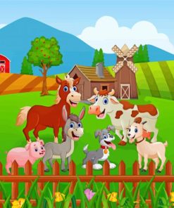 Happy Animals In Farm paint by numbers