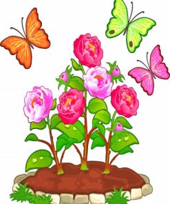 Blooming Flowers And Butterflies paint by numbers
