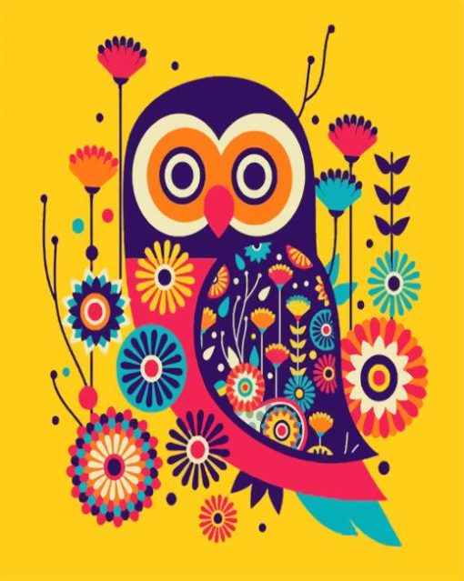 Colorful Owl Art paint by numbers