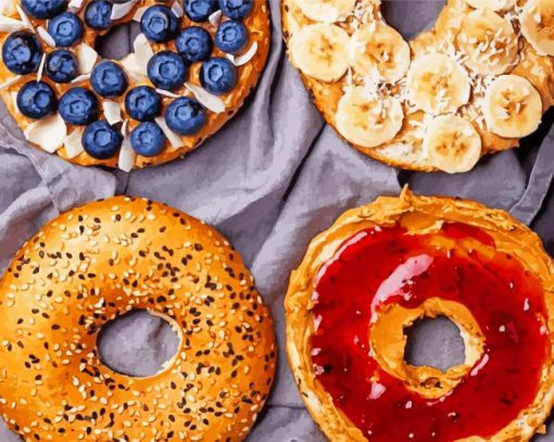 Bagels With Fruits paint by numbers